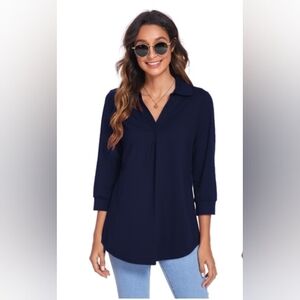 Classic Navy Button Down Shirt for Women